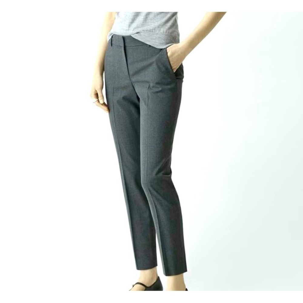 Theory‎ Treeca 2 Sage Green Traceable Wool Slim Cropped Trousers Pants Size 2